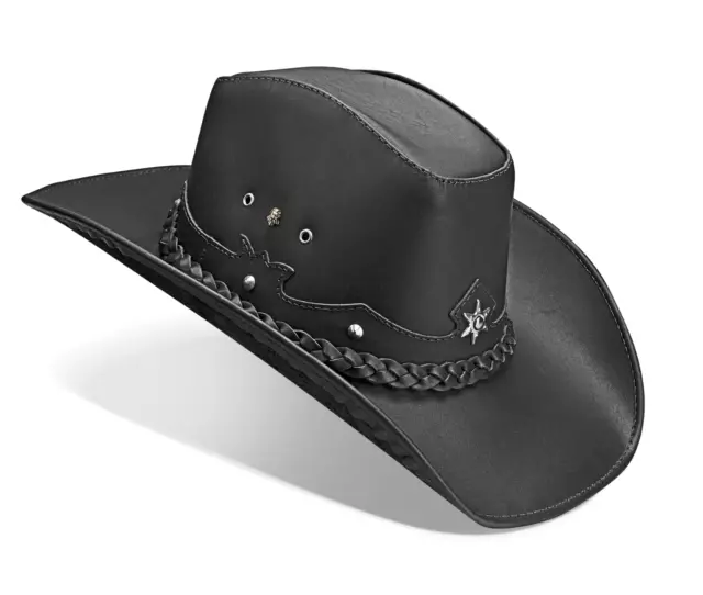 Chapeau de Cowboy Western pour Hommes et Femmes en Cuir Véritable...