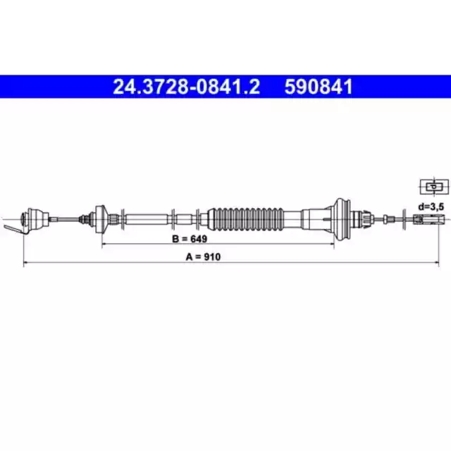 Seilzug Kupplungsbetätigung ATE 24.3728-0841.2 für Peugeot 206 CC