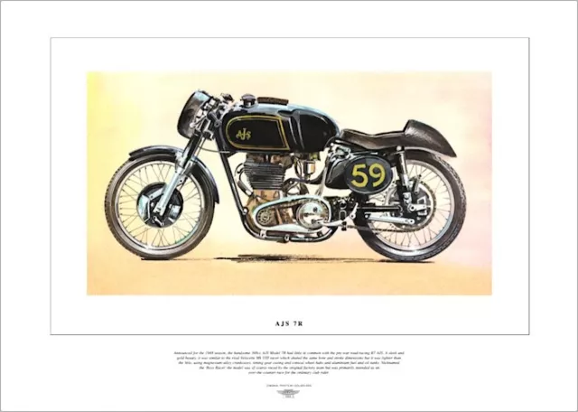 AJS MODEL 7R - Motor Cycle Fine Art Print - 350cc British Single Boys Club Racer