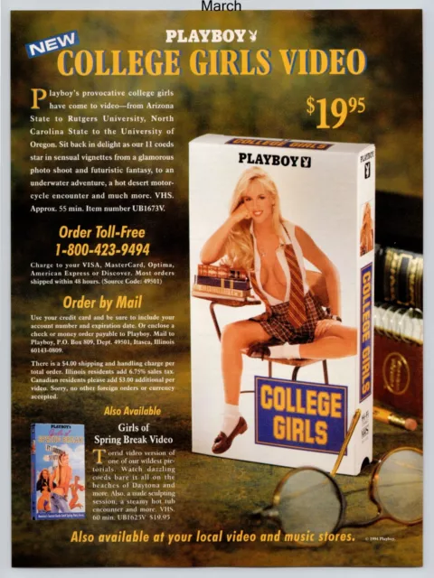 Jenny Mccarthy Playboy College Girls VHS Tape Promo 1994 Full Page Print Ad