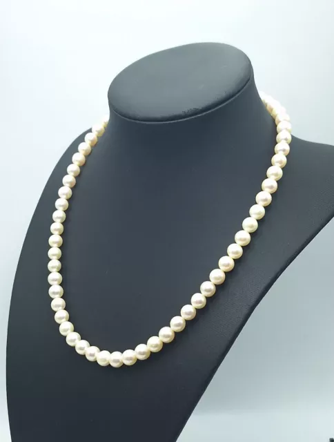 Collana di perle vere naturali di Mare Del Jiapone e Oro bianco Vintage Anni 60