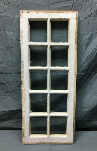 Antique Vintage 10 Lite 15x36 Shabby Cottage Window Sash Chic Old White 332-22B