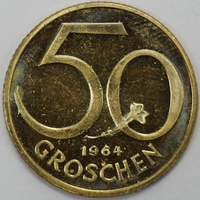 1964 Austria 50 Groschen Proof, Uncirculated