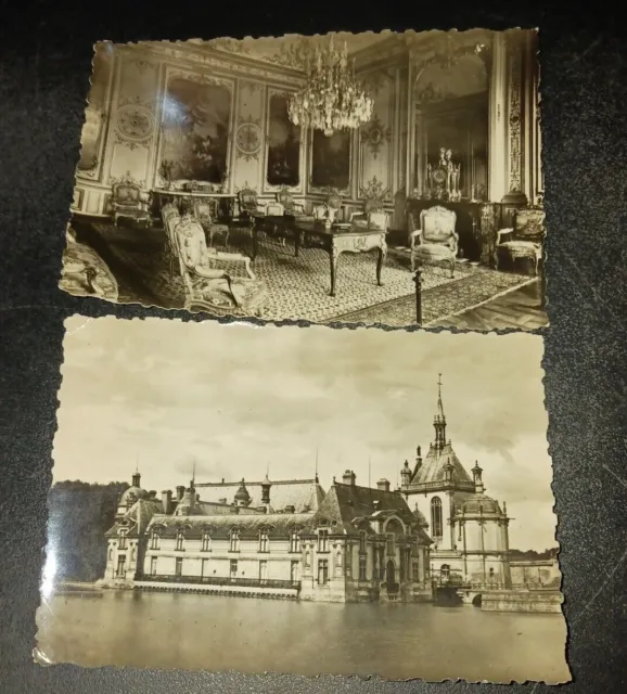 lot of 2 vintage RPPC CHATEAU DE CHANTILLY Oise FRANCE  unposted postcards