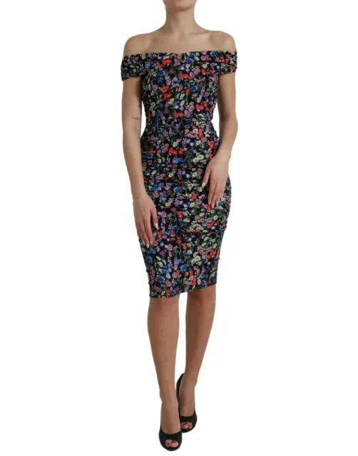 Dolce&Gabbana Women Multicolor Sheath Dress Silk Floral Print Bodycon Sz IT 40 S