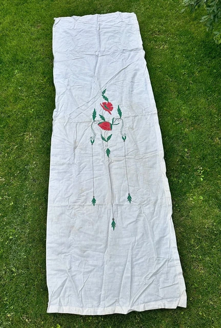 Antique Ukrainian embroidered towel handmade cross embroidery Long 92 inch