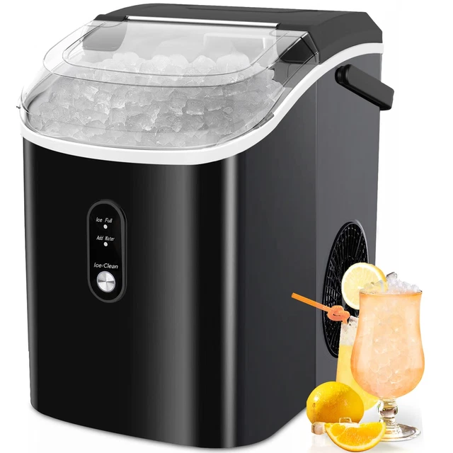 NUGGET ICE MAKER Countertop,34Lbs/Day,Portable Crushed Ice Machine,Self