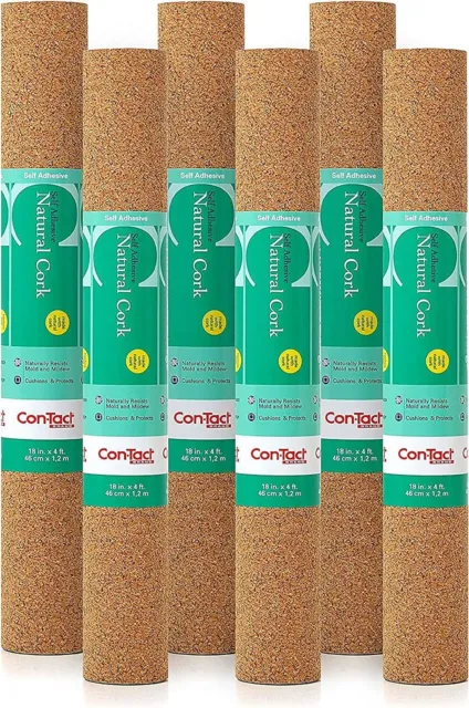 Con Tact Natural Cork Adhesive Shelf Liner 18"x4'''' 6-Pack Accessories