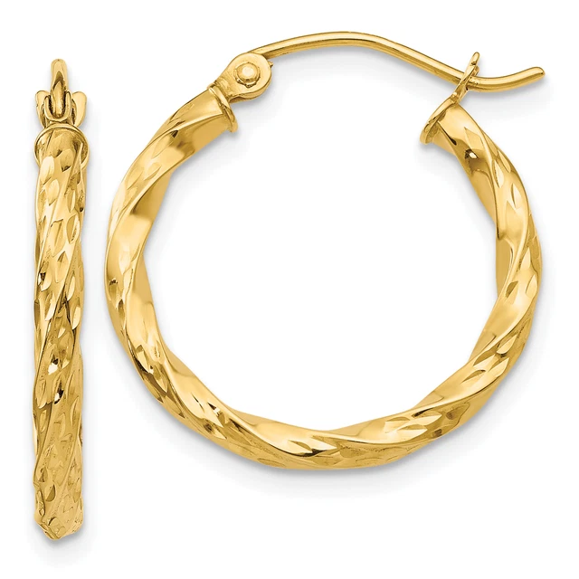 14K Twist Hollow Hoop Earrings TL693