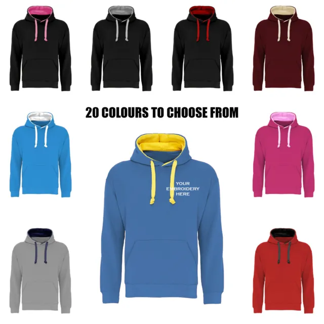 Custom Embroidered Contrast Hoodie,Custom text or logo