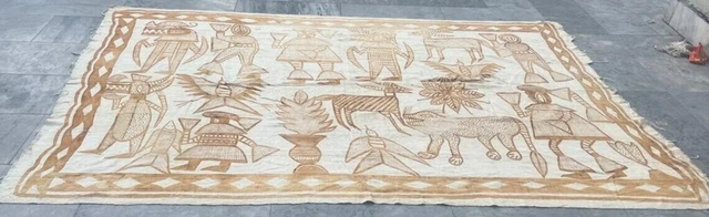5x8 Schlammtuch, handgefertigter Wandteppich, großer Wandteppich, afrikanische Malerei Wandteppich, 20725