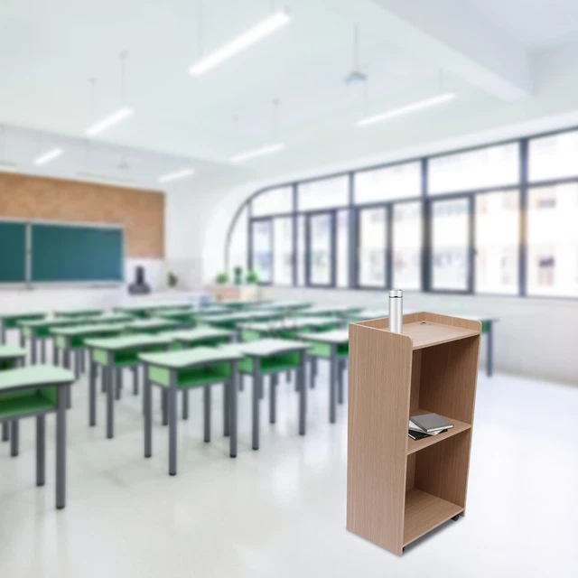 ROLLING FLOOR Standing Lectern Presentation Podium Stand Wooden Lecture