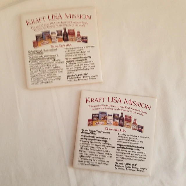 Kraft General Foods Tile Coasters (2) 1992 Employee Promotion Christmas Gift