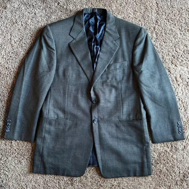 Hickey Freeman Michaels Store ~ Mens Blue Gray 100% Wool Blazer Tweed Jacket 40S