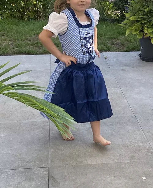 3 Teiliges Mädchen Dirndl Kinder Oktoberfest Set Kleid Schürze und Bluse