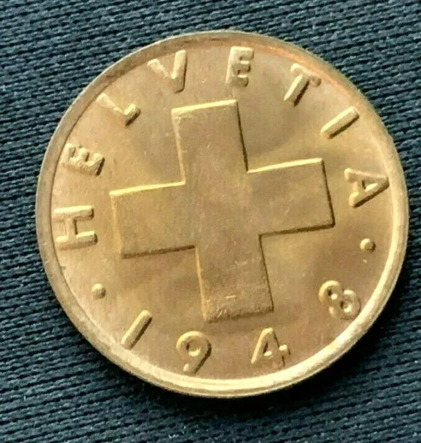 1948 b Switzerland 2 Rappen BU   Bronze World Coin   #C136
