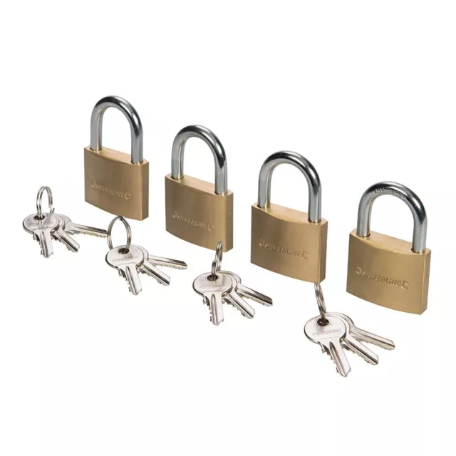 Silverline Keyed Alike Padlocks 40mm 4pk 675152