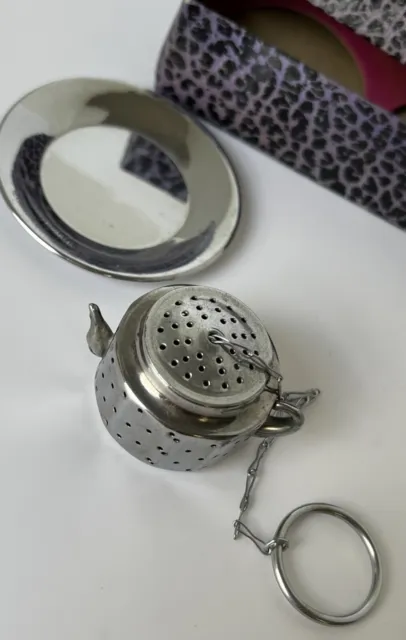 Vintage Tea Infuser Mini Teapot Shape with Saucer Made In Occupied Japan