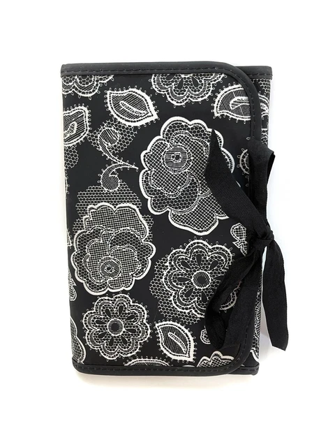 Thirty-One Fold And Go Pad Organizer with Ties, Black Paisley Parade Pattern