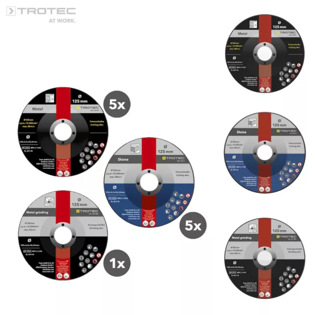 TROTEC Trennscheiben Schruppscheiben Set 11-teilig Flexscheiben Winkelschleifer