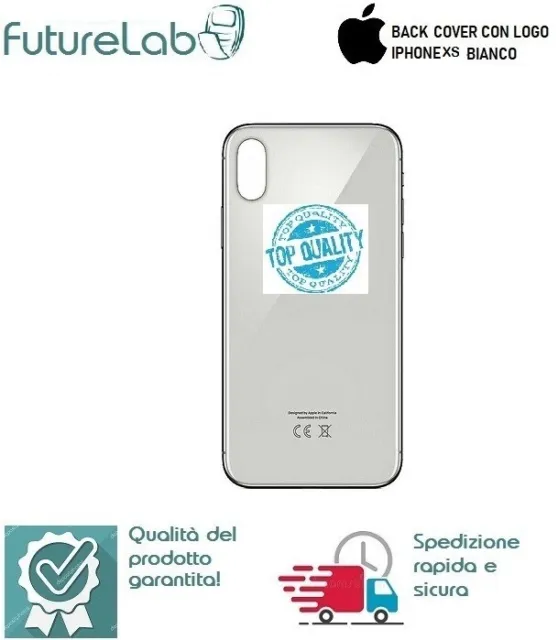 Vetro Scocca Posteriore Back Cover Apple Iphone Xs Bianco Con Logo Big Hole