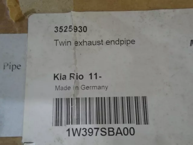 Véritable Kia Rio 2011 + double échappement en acier inoxydable 1W397SBA00 2