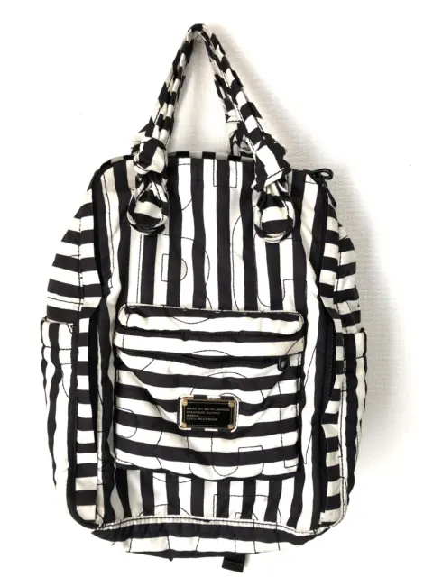 Marc by Marc Jacobs Black Stripe Print Rare Color Nylon Backpack with Handle JP