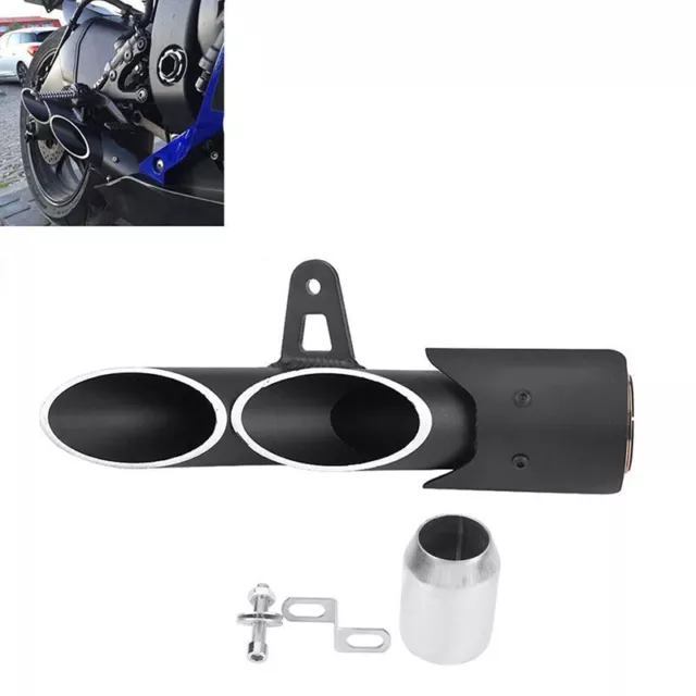 Dual Outlet Motorcycle Exhaust Muffler Tail Pipe Slip On 38mm-51mm Universal  G1 2