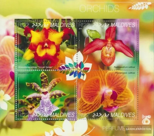 Malediven 5400-5403 Kleinbogen (kompl. Ausg.) postfrisch 2014 Orchideen