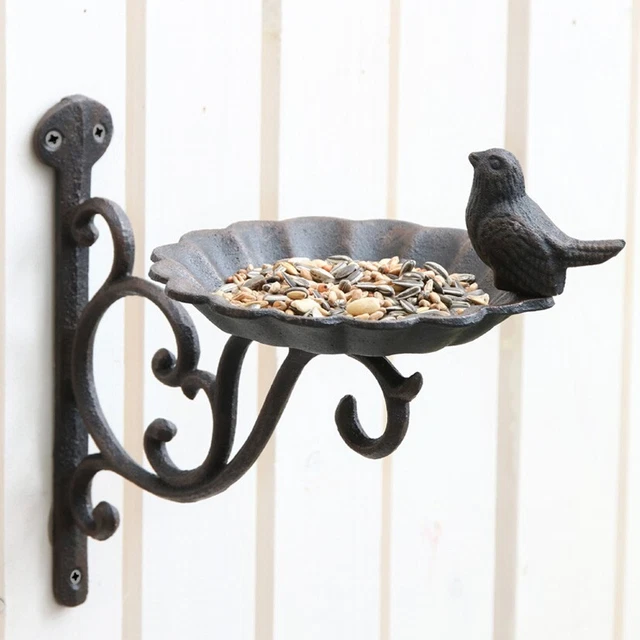 Vogeltränke Vogelbad Futterschale Vögel  Wand Gusseisen Garten 25x16 H22cm Deko