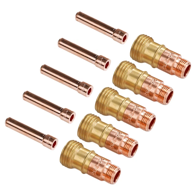 Kit lenti e colletto a gas stubby TIG di alta qualità 10 pz prestazioni superiori