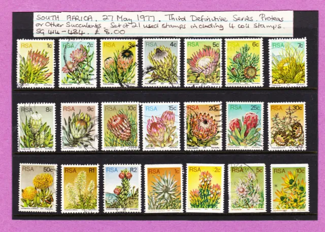 South Africa 1977 Definitives Succulents Set of 21 Used Inc Coil Stamps #SA03