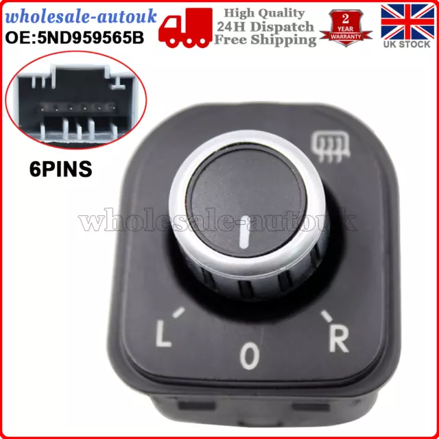 Mirror Switch Control Knob 5ND959565B for VW Eos Jetta Golf MK5 MK6 Passat B6