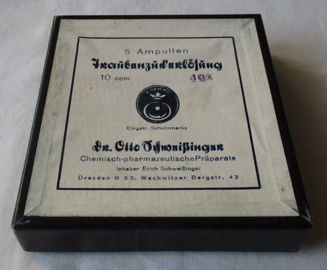 Medizin 5 Ampullen Traubenzuckerlösung D.Oehme Dr. Schnißinger um 1930 (154852)