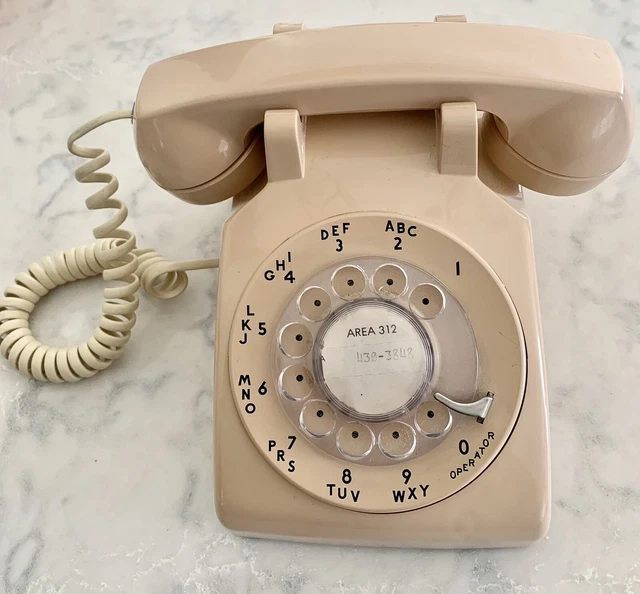 Bell System Property Western Electric Rotary Phone Beige Tested & Working