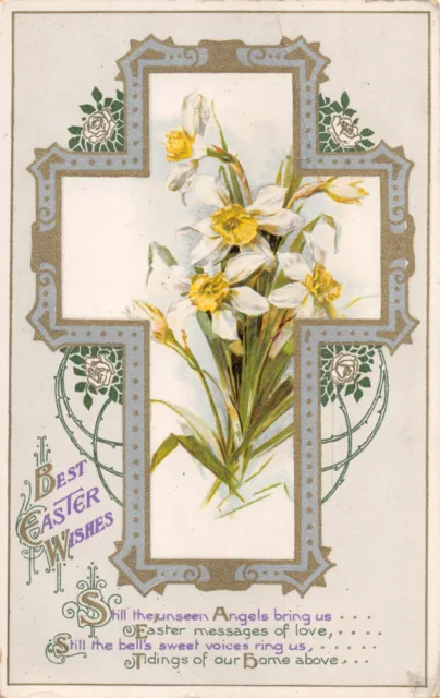 R284211 Best Easter Wishes. Cross and daffodils. Wildt and Kray. Series 2765. 19