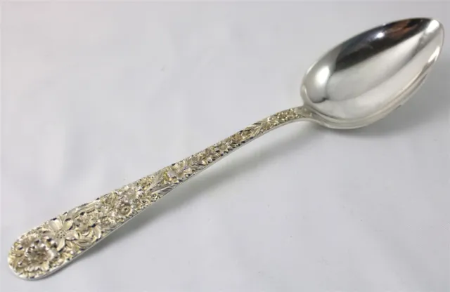 S Kirk & Son Repousse Sterling Large Tablespoon Serving Spoon No Mono 8.375"