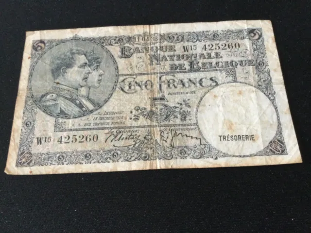 5 Belgium Francs banknote dated 11/4/38