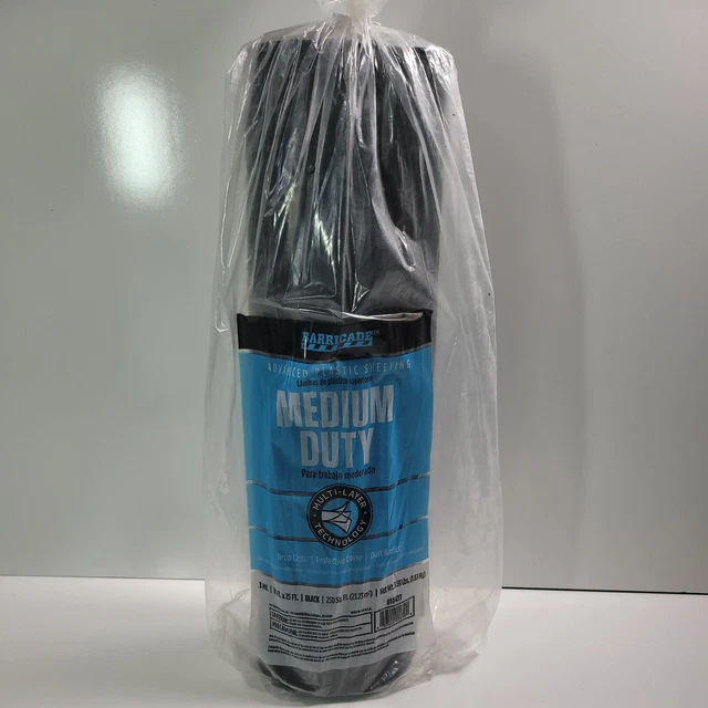 BARRICADE 10ft x 25ft  3mil Plastic Sheeting Medium Duty Polyethylene Black.