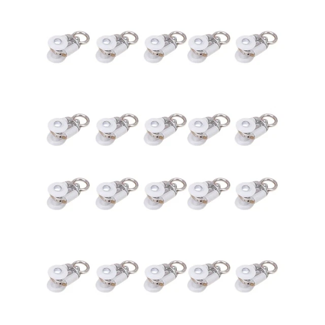 40 piezas rodillos de gancho cortina de plástico carril ruedas para ventana puerta