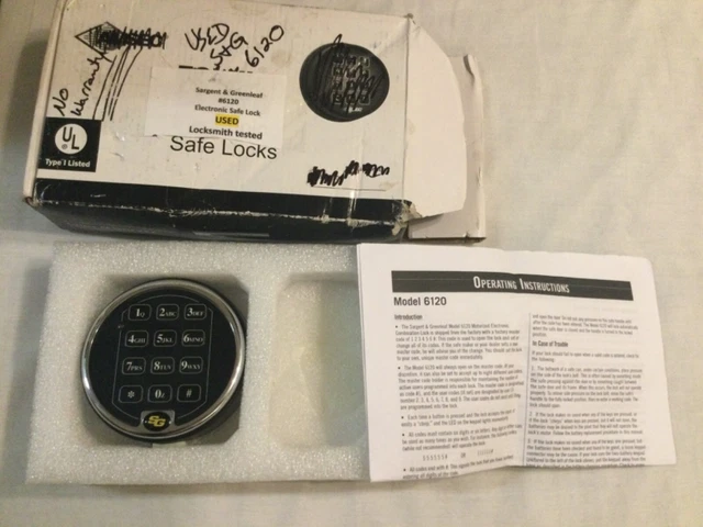 Sargent & Greenleaf Two Battery Safe Lock (Keypad Only) Satin Chrome 6120 Tested