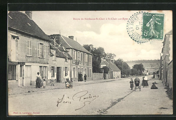 CPA Bordeaux-St-Clair, Route de Bordeaux-St-Clair to St-Clair-sur-Epte 1910