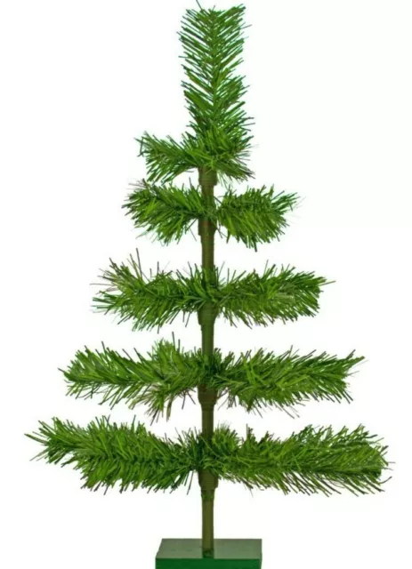 18'' Alpine Green Christmas Tree Tinsel Feather Style Holiday Tree Table-Top