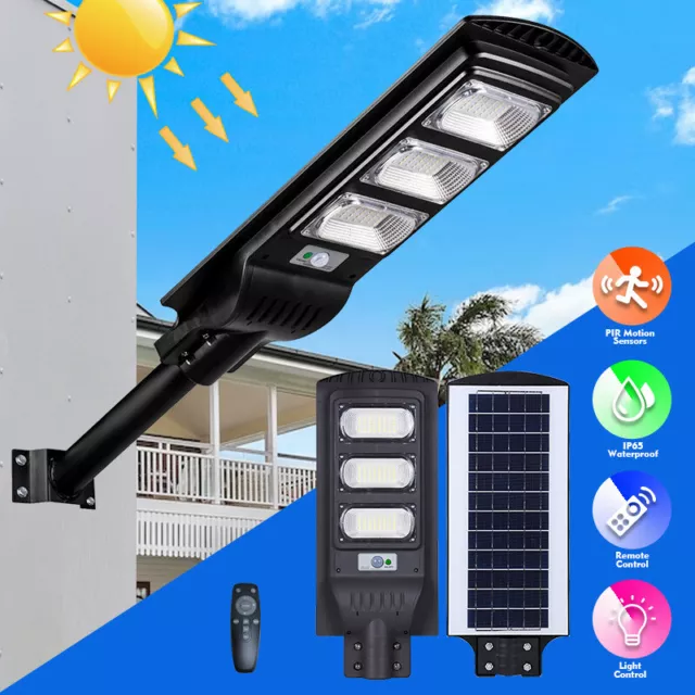 Outdoor Solar Motion Sensor Street Light Commercial Dusk To Dawn Big Road Lamp