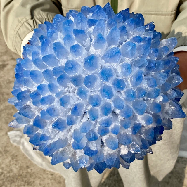 11.9LB New Find BLUE Phantom Quartz Crystal Cluster Mineral Specimen Healing 3