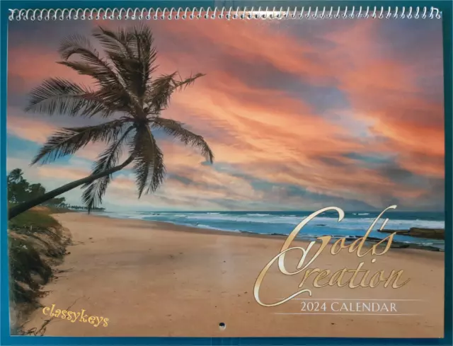 2024 GOD'S CREATION Appointment Wall Calendar NIV 9"x12" spiral-bound, Christian