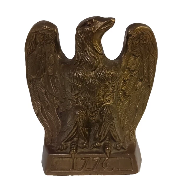 VINTAGE MIDCENTURY SOLID Brass American Eagle 1776 Heavy Door Stop