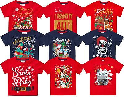 Kids Christmas T-Shirt Baby Girls Boys Jersey Cotton Xmas Tees Tshirts Tops
