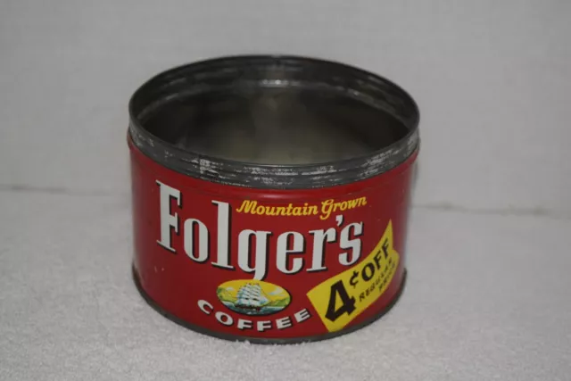 Vintage 1959 Folgers 1 lb Coffee Tin