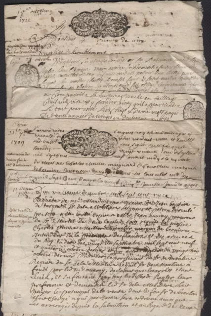 10 documents de 1665 à 1712 noblesse Normandie